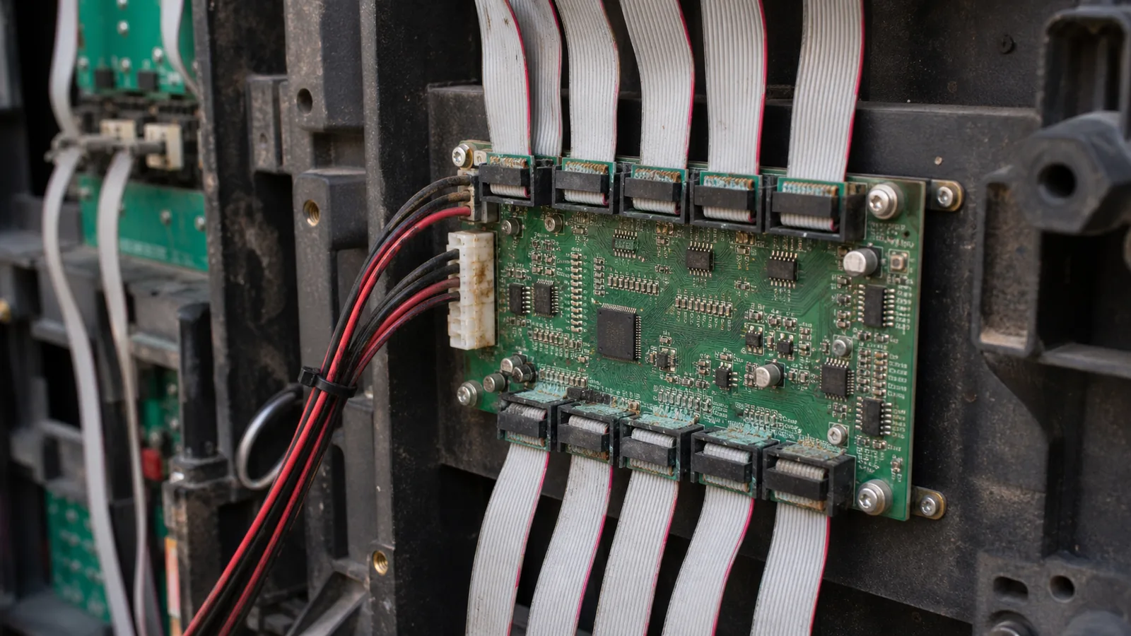 LED HUB board and ribbon cables with oxidized connectors